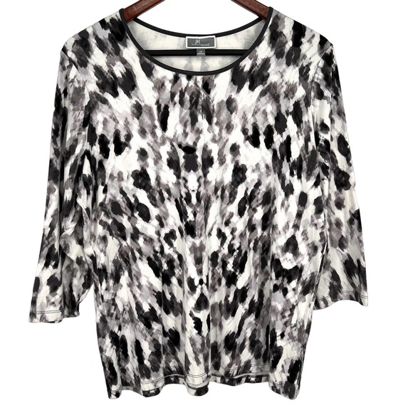 JM Collection Tops - JM Collection Woman Plus Size 1X Black White Stretchy Blouse Shirt Top Business